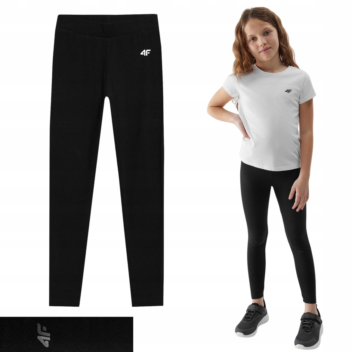 Legginsy bawełniane elastyczne dziewczęce 4F 4FJWSS24TTIGF130-20S