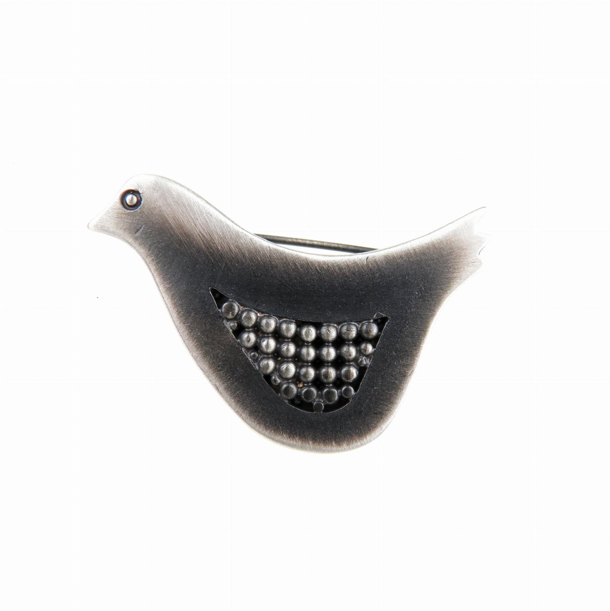 Kurka przepiórka - broszka srebrna