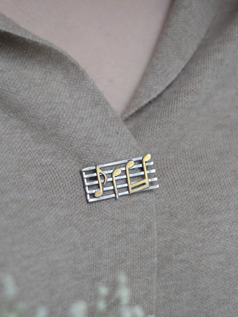 Broszka srebrna oksydowana - Nutki