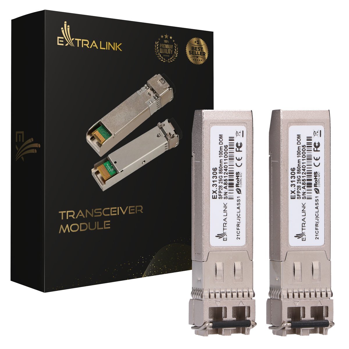 Moduł SFP28 Extralink, 25Gbps, LC/UPC Duplex, 850nm, 100m, multi mode, DOM