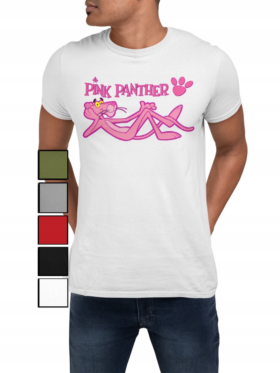 KOSZULKA T-SHIRT MĘSKA Z NADRUKIEM RÓŻOWA PANTERA - XL