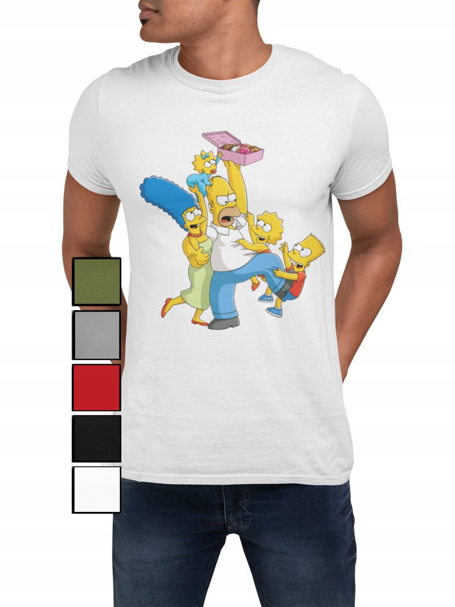 KOSZULKA T-SHIRT MĘSKA Z NADRUKIEM SIMPSON BART NA PREZENT - XS