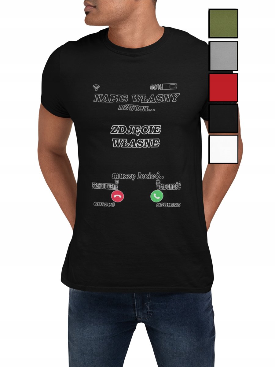 KOSZULKA T-SHIRT MĘSKA PREZENT DLA NIEGO WALENTYNKI NAPIS WŁASNY SMS - XS