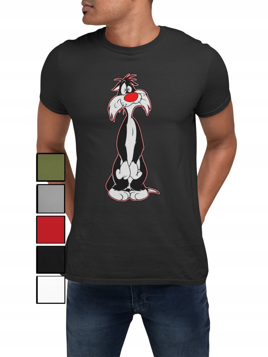 KOSZULKA T-SHIRT MĘSKA Z NADRUKIEM LOONEY TUNES SYLWESTER KOT - 3XL