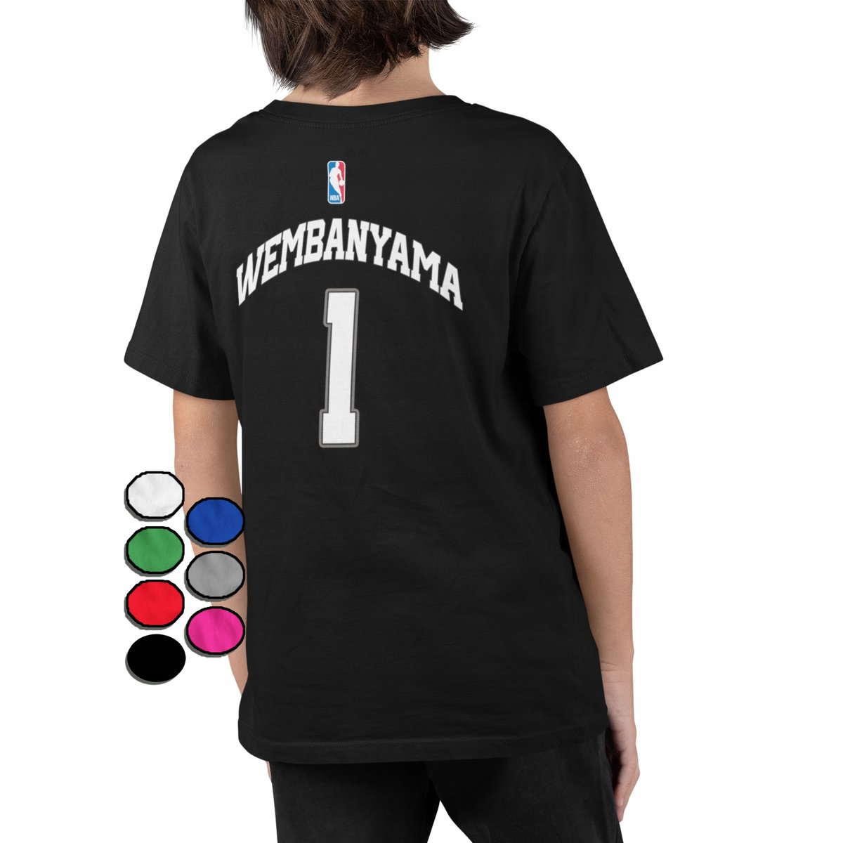 KOSZULKA DZIECIĘCA Z NADRUKIEM Z TYŁU SPURS WEMBANYAMA FANA NBA - M 134