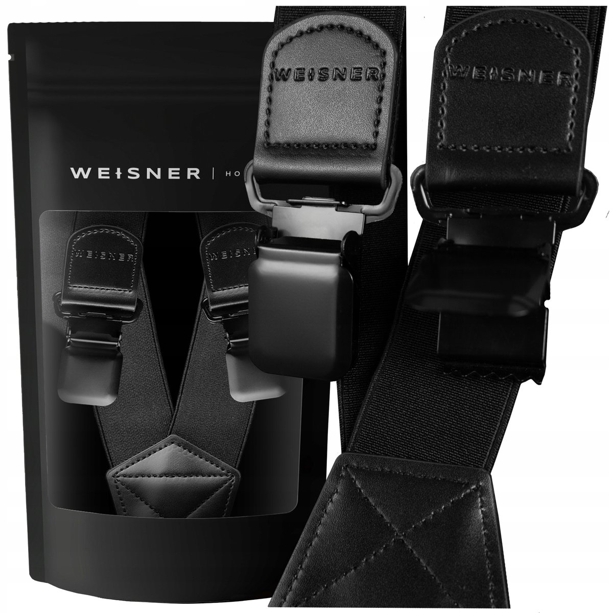 Weisner Szerokie Czarne Eleganckie Szelki Do Spodni Roboczych Narciarskich Garnituru Typu X Czarne Klamry