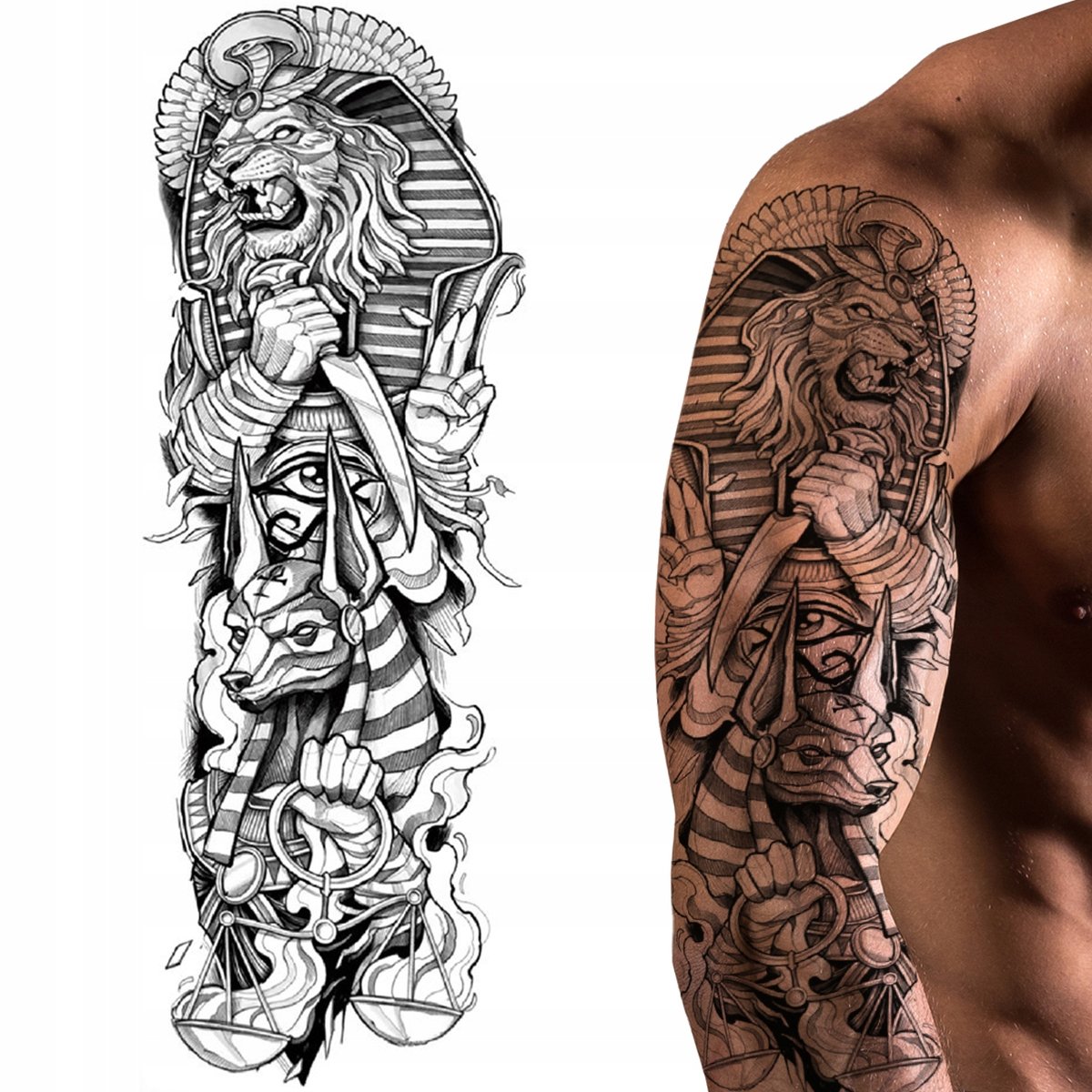 TATUAŻ TYMCZASOWY ZMYWALNY FARAON BOGOWIE EGIPT ANUBIS TATUAŻ NA PRÓBĘ