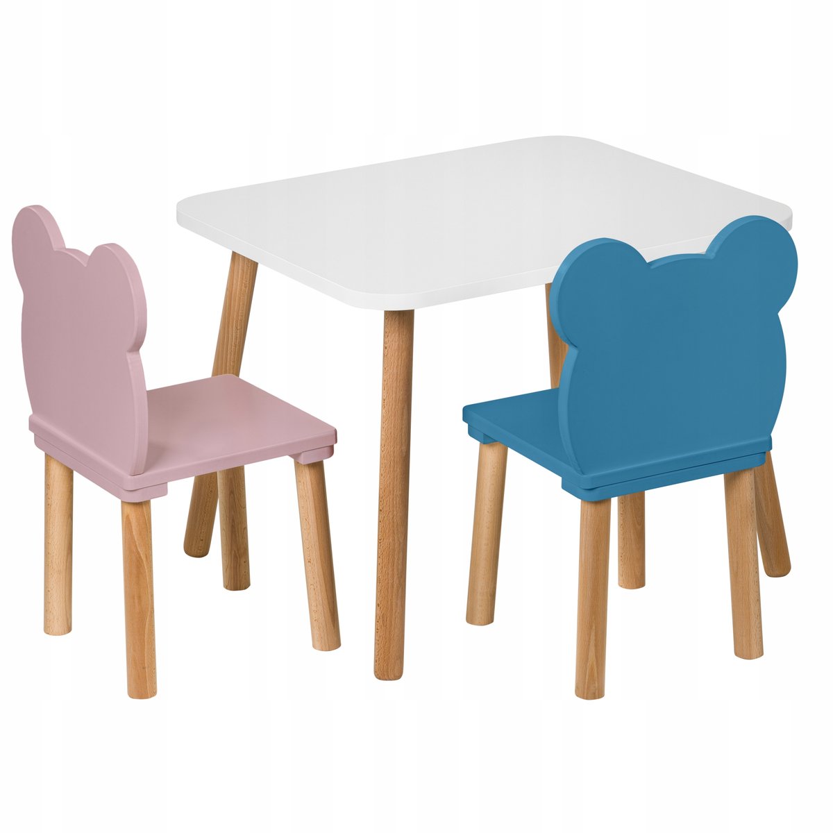 Zestaw mebli dla dzieci stolik 50 x 60 x 47 cm, dwa krzesła miś kolor