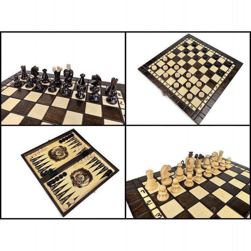 ZESTAW 3 GIER: SZACHY + WARCABY + TRYKTRAK 35 CM