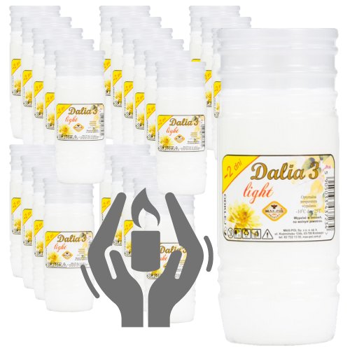 WKŁADY DO ZNICZY PARAFINOWE DALIA LIGHT 3 Karton 24 sztuki