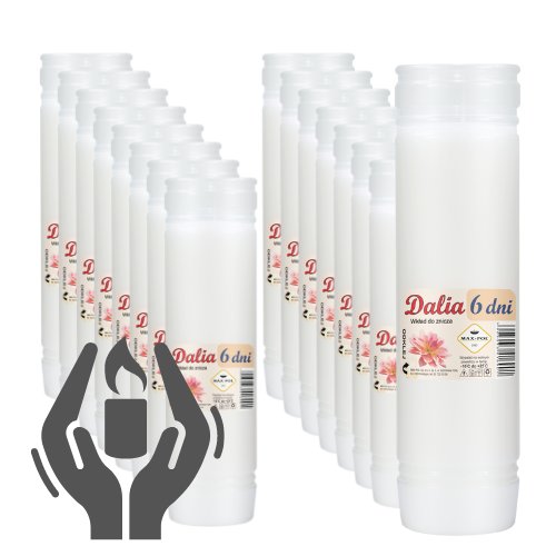 Wkład parafinowy do zniczy Max-Pol 23 cm DALIA 6 zestaw 17 sztuk