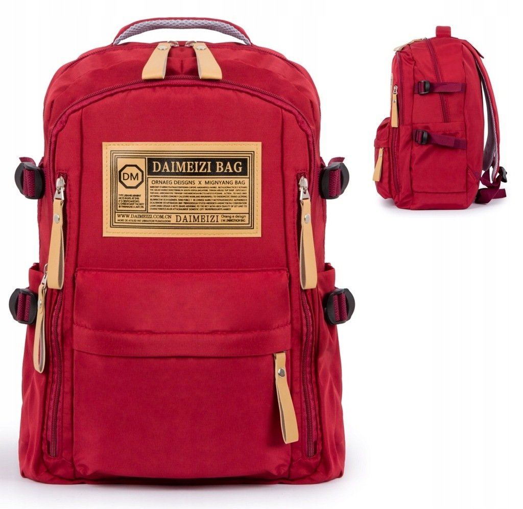 Pojemny plecak tornister szkolny młodzieżowy wielkomorowy pojemny cherry