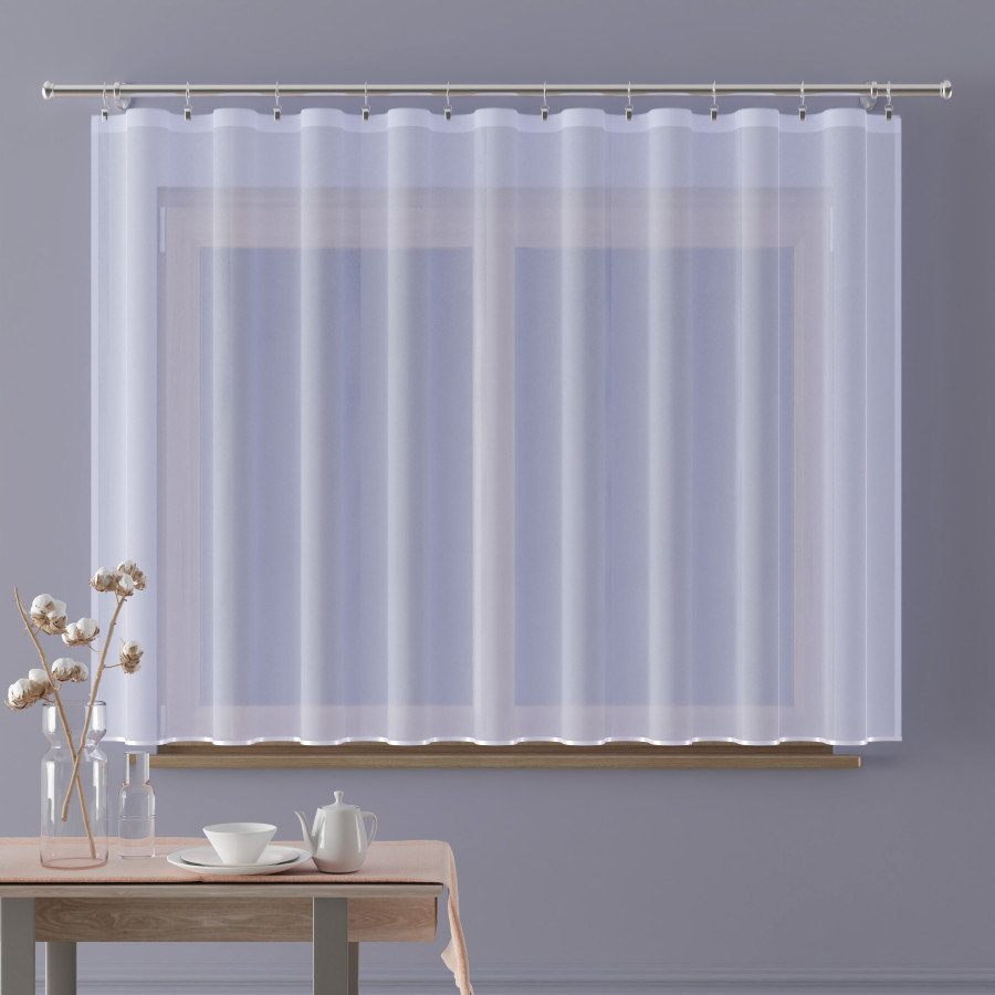 Firanka enzo gotowa z lamówką Balena 400x150 cm biała 150 cm 400 cm