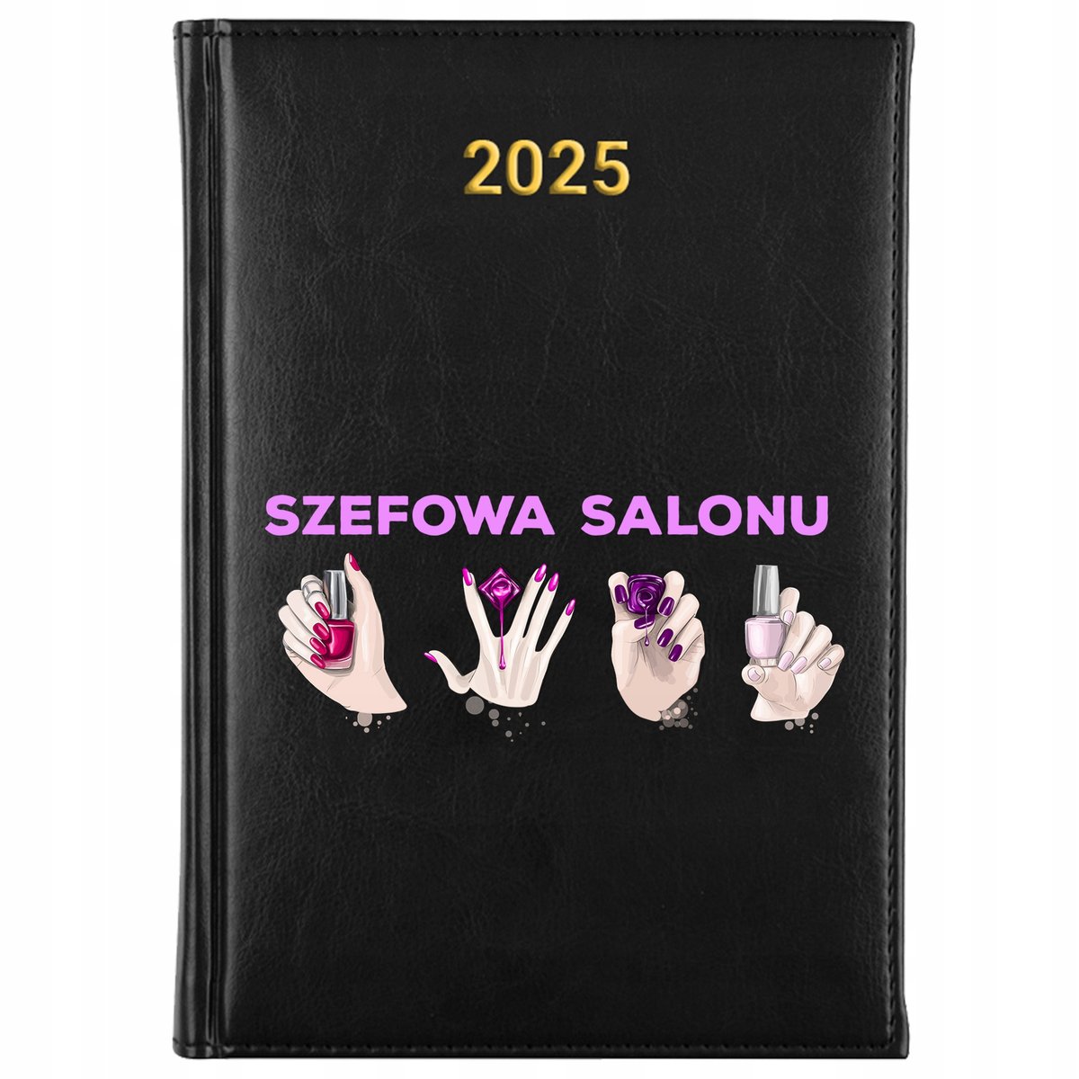 KALENDARZ 2025 Rok Planer Książkowy CZARNY Terminarz SZEFOWA SALONU Wzory