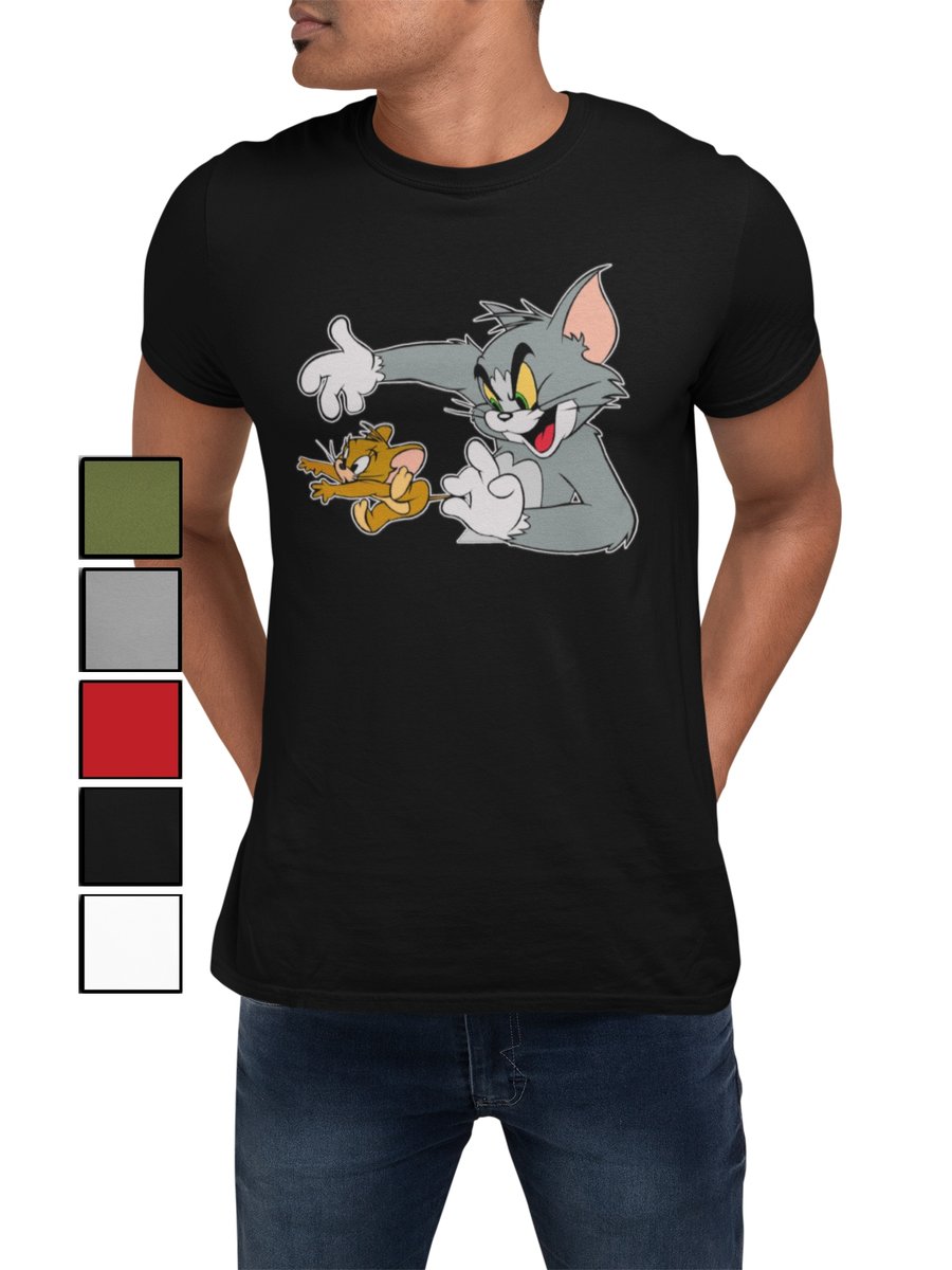 KOSZULKA T-SHIRT MĘSKA Z NADRUKIEM TOM I JERRY KOT MYSZ -XL