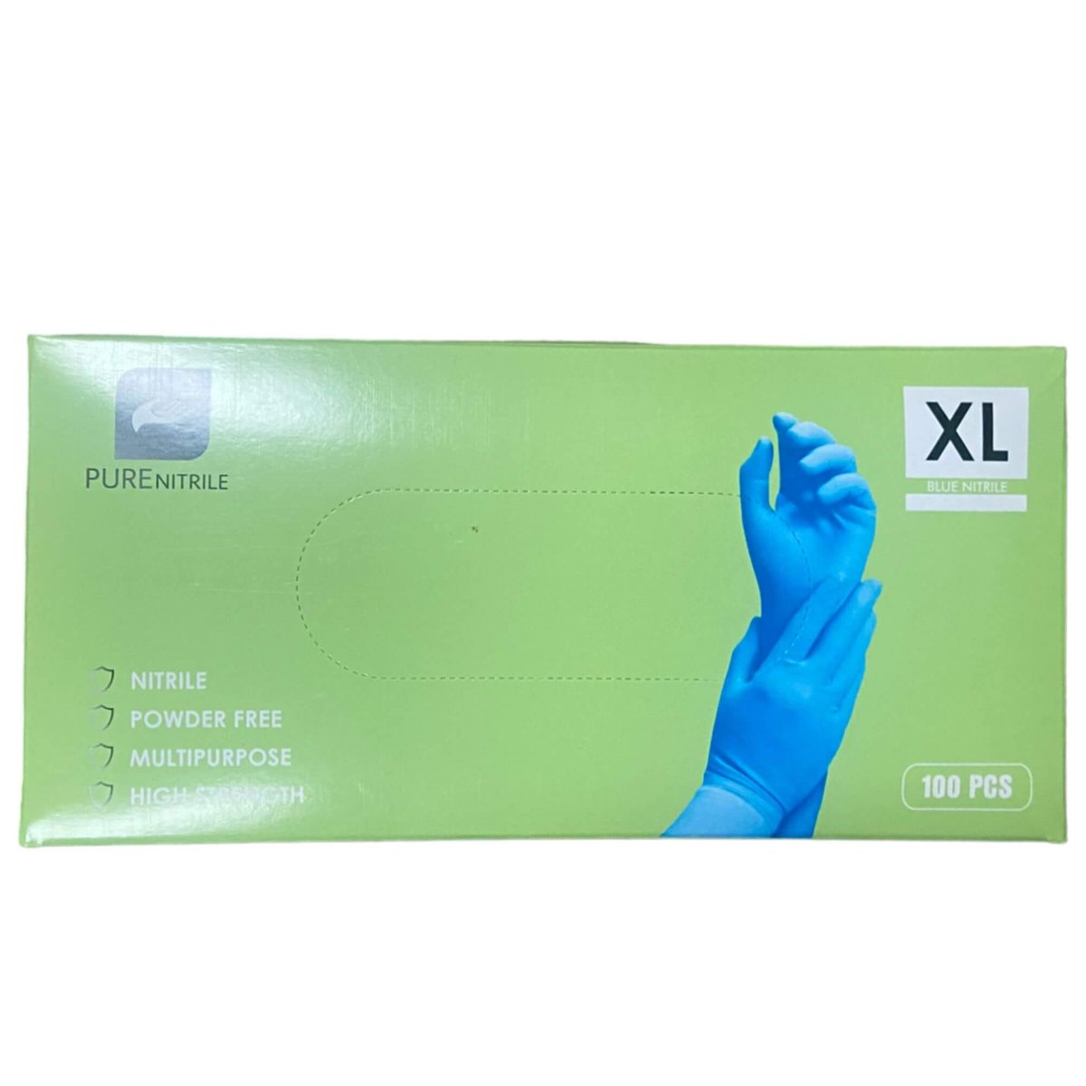 RĘKAWICE NITRYLOWE BEZPUDROWE NIEBIESKIE 100 SZT PURE NITRILE ROZMIAR XL