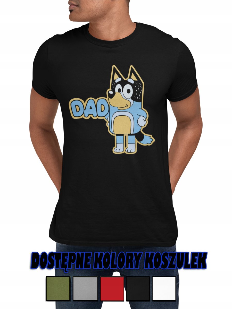 T-SHIRT KOSZULKA MĘSKA DZIEŃ TATY DLA TATY PIES PIESEK NIEBIESKI BLUE- M