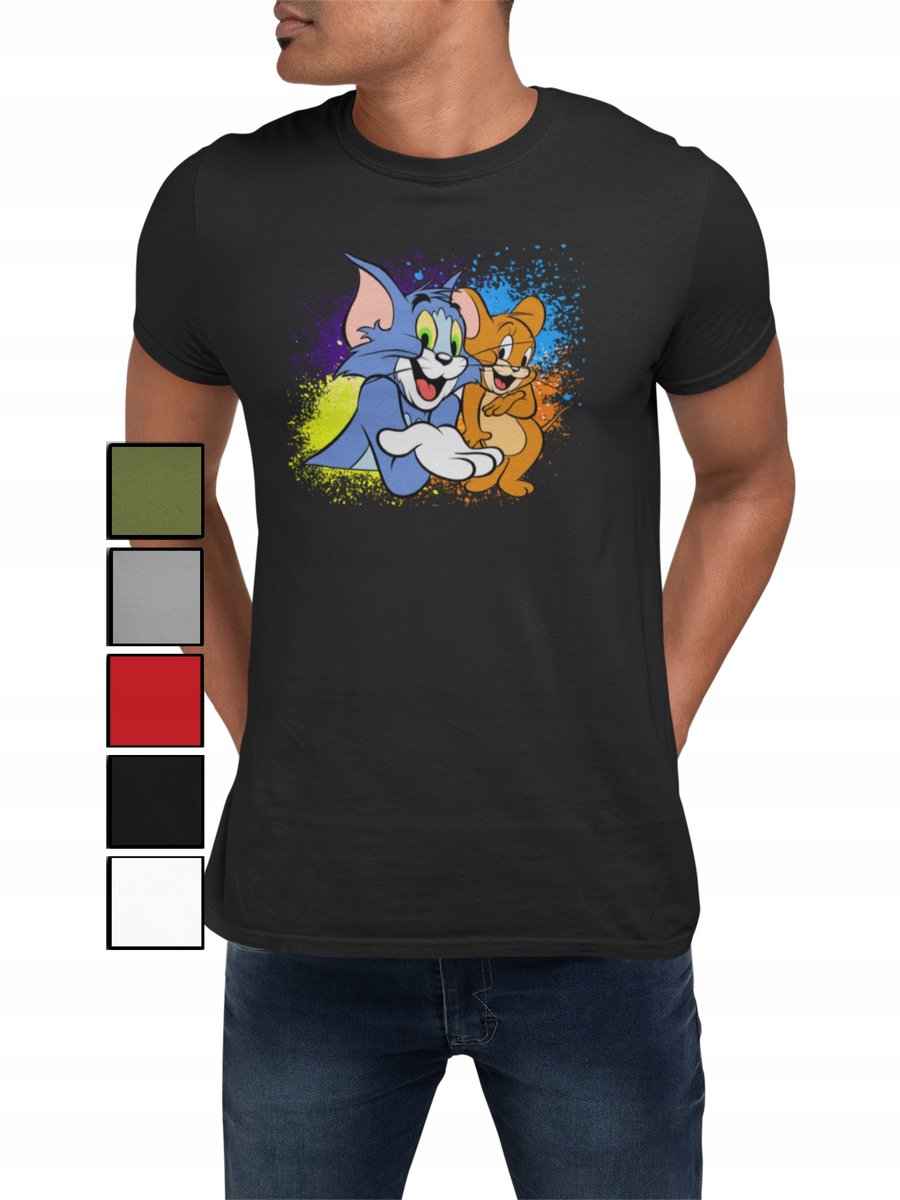 KOSZULKA T-SHIRT MĘSKA Z NADRUKIEM TOM I JERRY KOT MYSZ - XXL