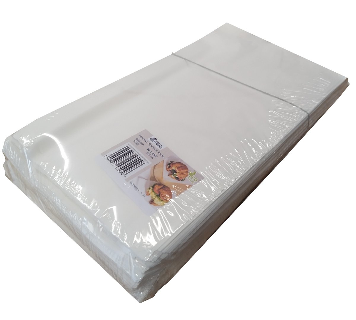 Torebka 220x410 biała bez nadruku 33g 500 szt / Technoplast
