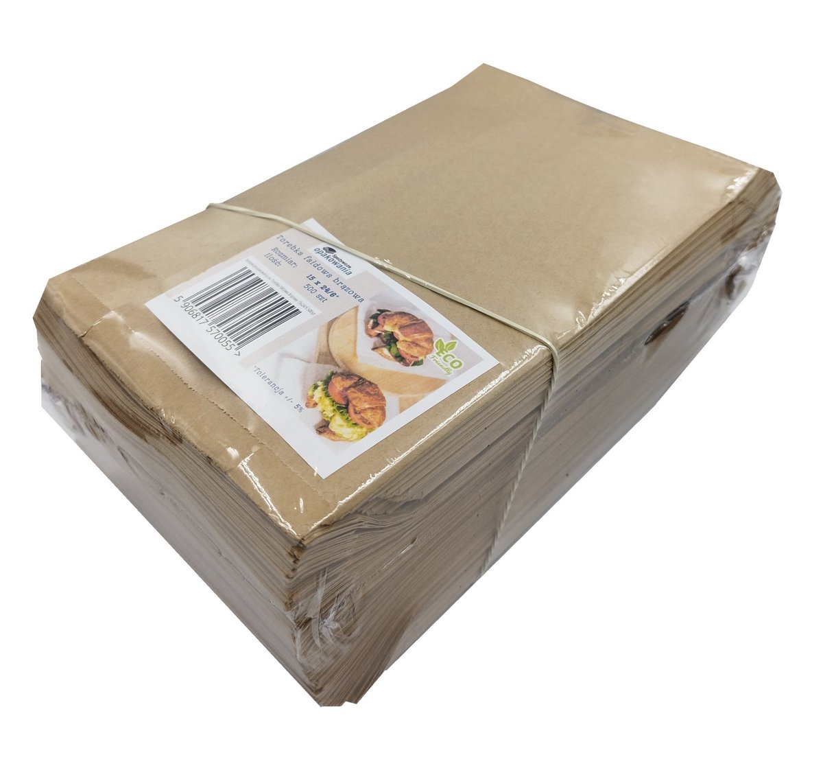 Torebka 150x240 brązowa 35 gsm bez nadruku 500 szt Technoplast