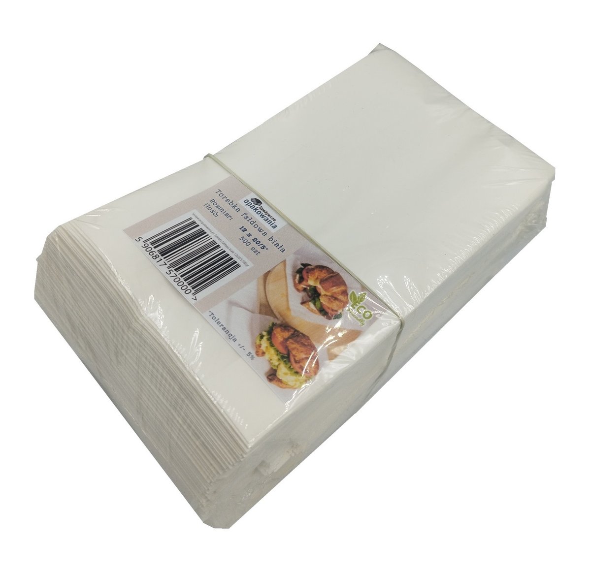 Torebka 120x200 biała bez nadruku 33g 500 szt Technoplast