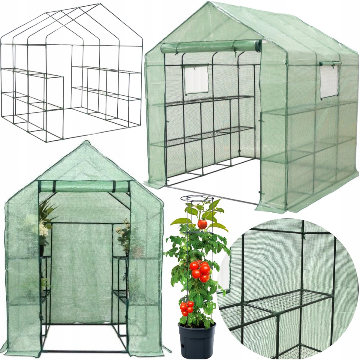 TUNEL FOLIOWY DOMEK Z PÓŁKAMI GRUBE POSZYCIE 12 PÓŁEK STELAŻ 200x200x200cm