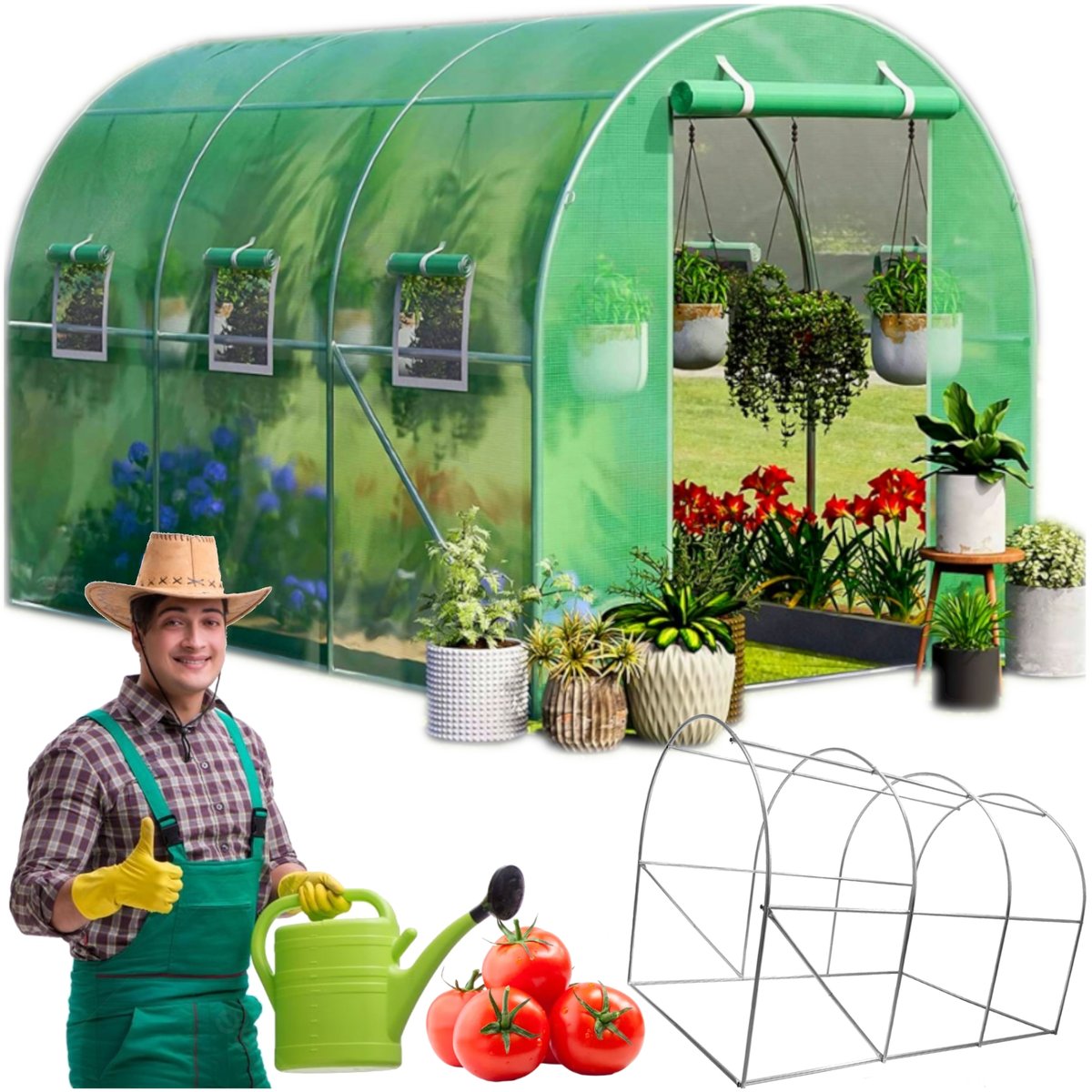 TUNEL FOLIOWY FOLIAK SZKLARNIA PEŁEN ZESTAW 3x2x2m STELAŻ + FOLIA