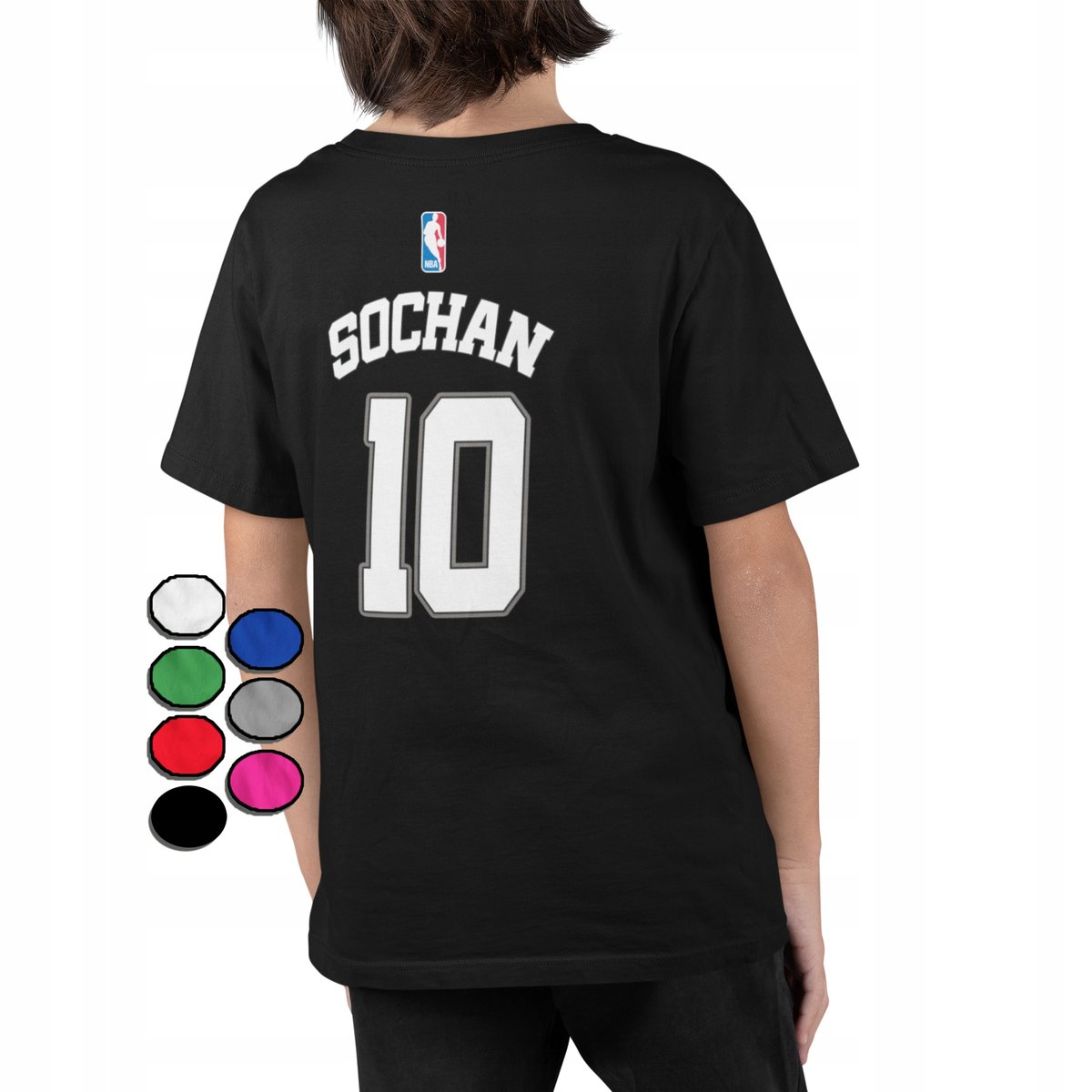 KOSZULKA DZIECIĘCA Z NADRUKIEM Z TYŁU SPURS SOCHAN DLA FANA NBA - M 134