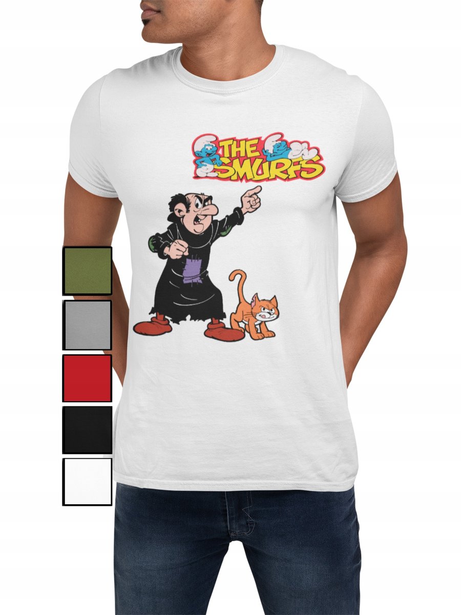 KOSZULKA T-SHIRT MĘSKA Z NADRUKIEM SMERF.Y GARGAMEL KLAKIER - L