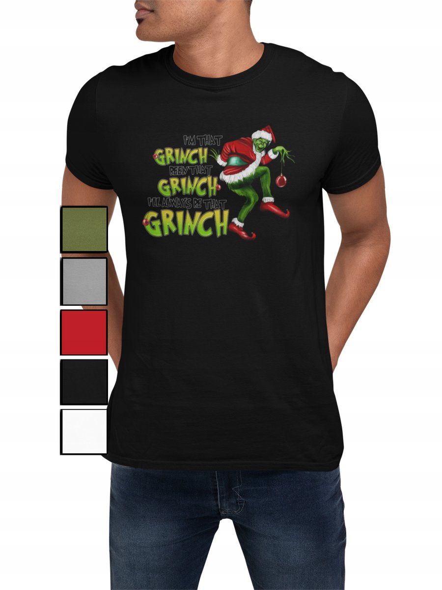 KOSZULKA T-SHIRT MĘSKA Z NADRUKIEM NA PREZENT ŚWIĘTA GRINCH - M