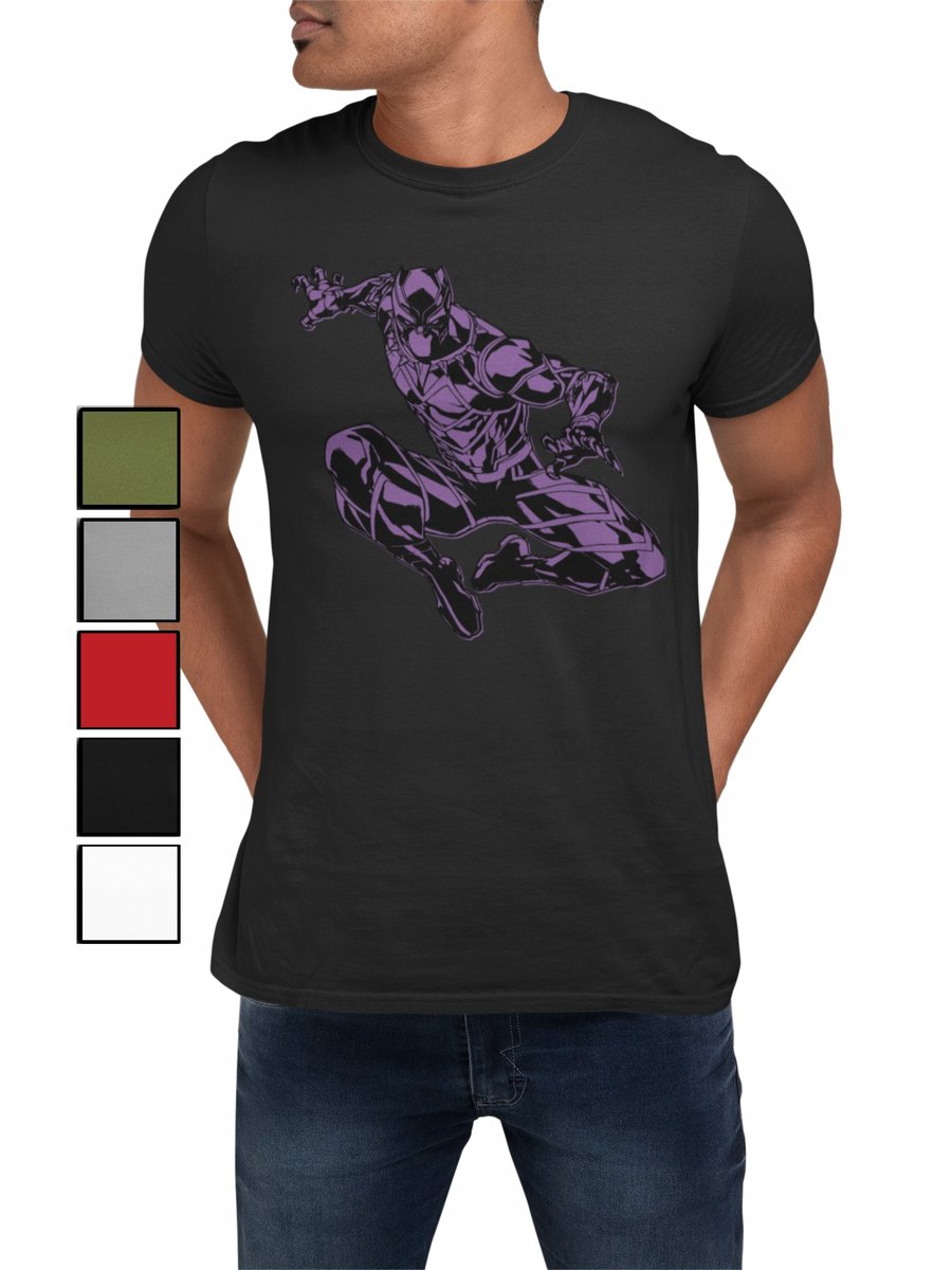 KOSZULKA T-SHIRT MĘSKA Z NADRUKIEM DC MARVEL CZARNA PANTERA - L