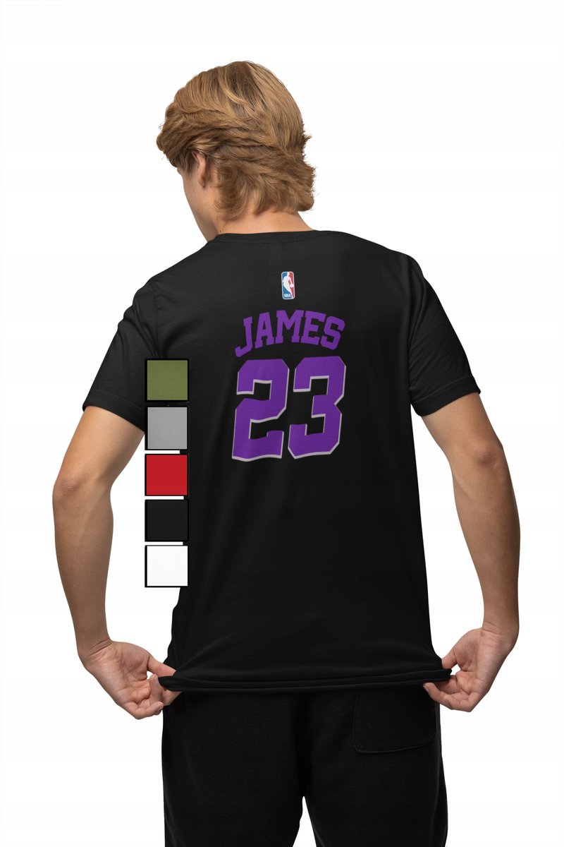 KOSZULKA MĘSKA Z NADRUKIEM NA PLECACH NBA LAKERS - LEBRON JAMES - L