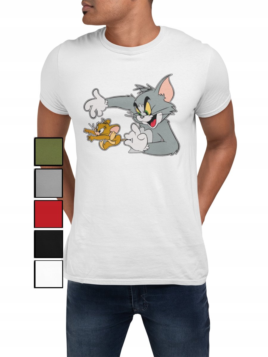 KOSZULKA T-SHIRT MĘSKA Z NADRUKIEM TOM I JERRY KOT MYSZ - XL