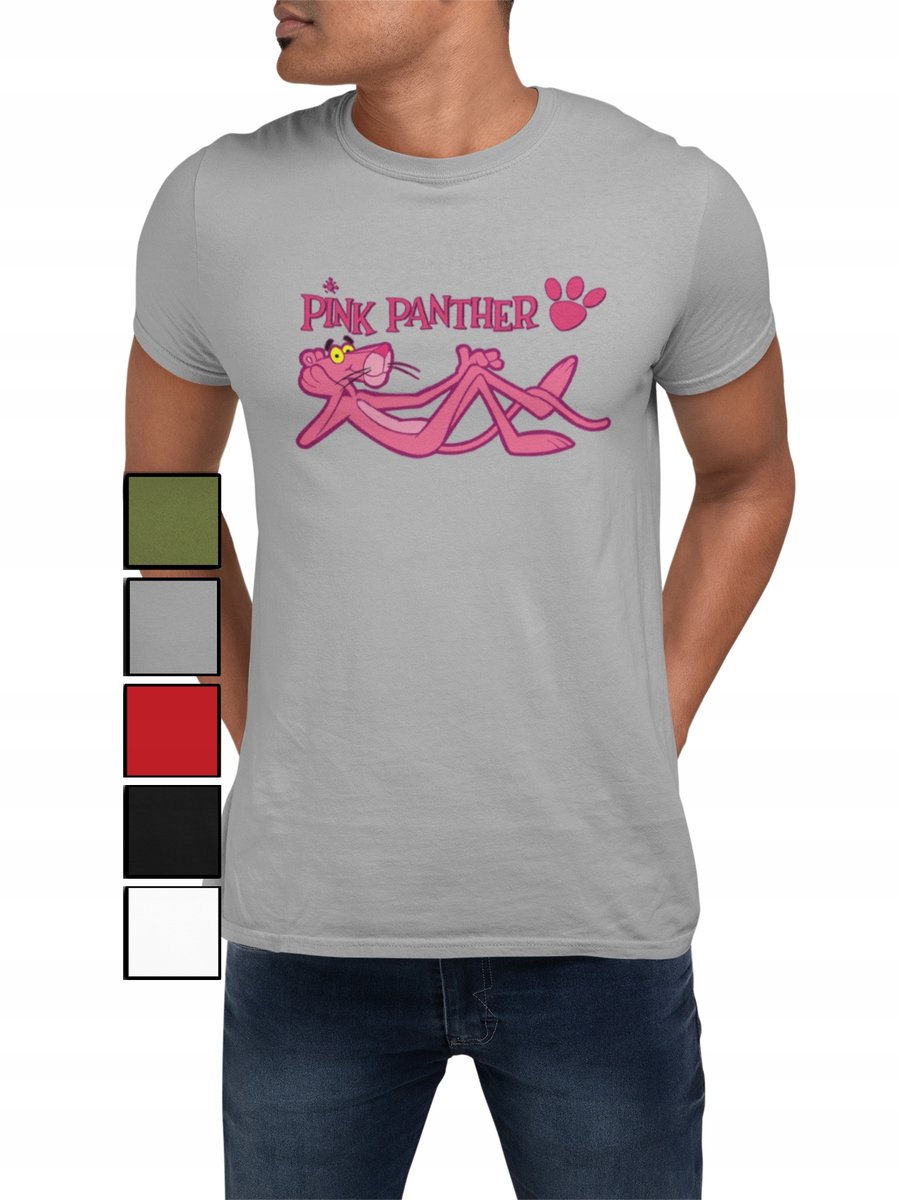 KOSZULKA T-SHIRT MĘSKA Z NADRUKIEM RÓŻOWA PANTERA -3XL
