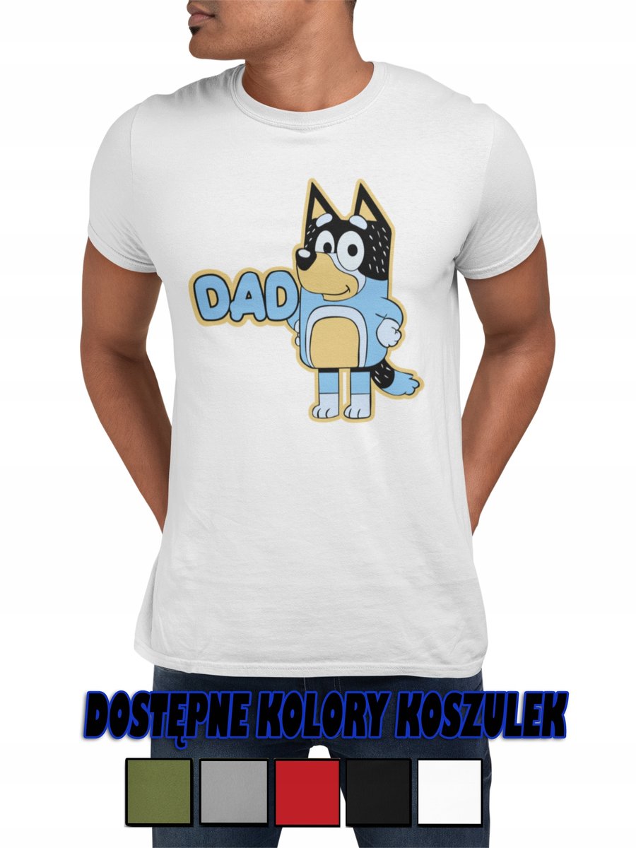T-SHIRT KOSZULKA MĘSKA DZIEŃ TATY DLA TATY PIES PIESEK NIEBIESKI BLUE- S