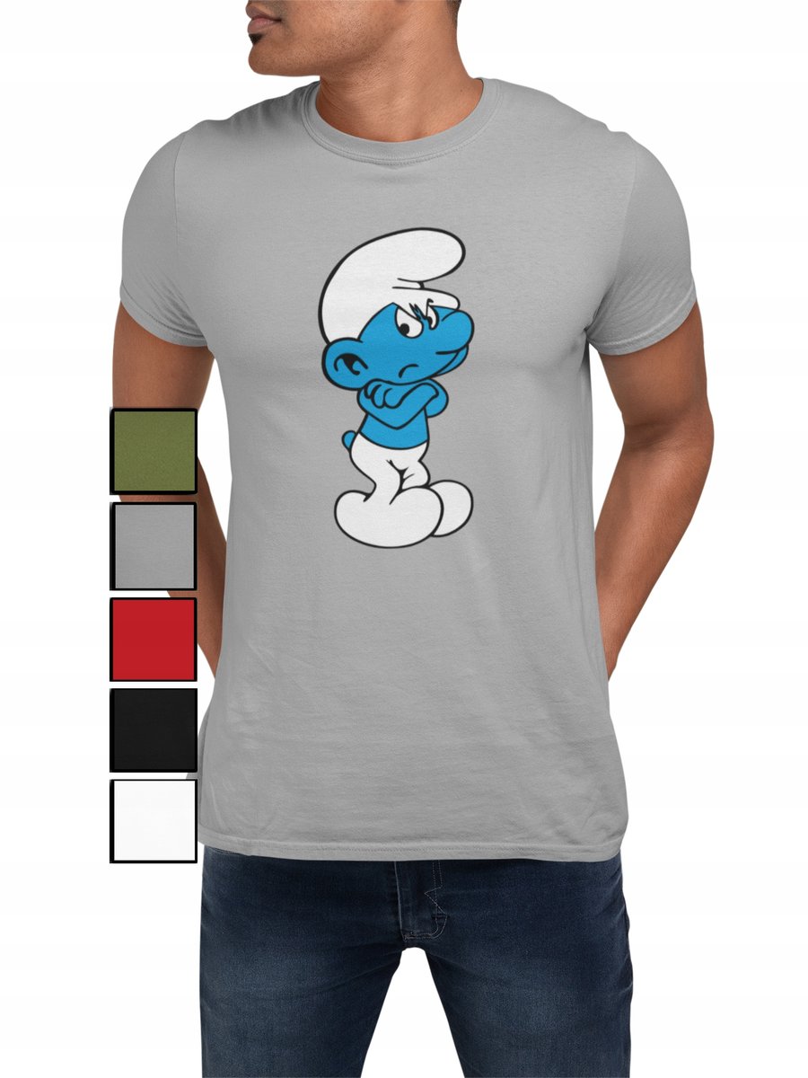 KOSZULKA T-SHIRT MĘSKA Z NADRUKIEM SMERFY MARUDA GARGAMEL -XL