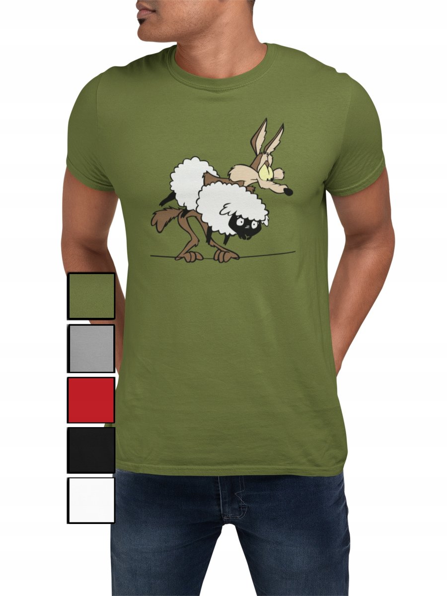 KOSZULKA T-SHIRT MĘSKA Z NADRUKIEM LOONEY TUNES STRUŚ KOJOT - M