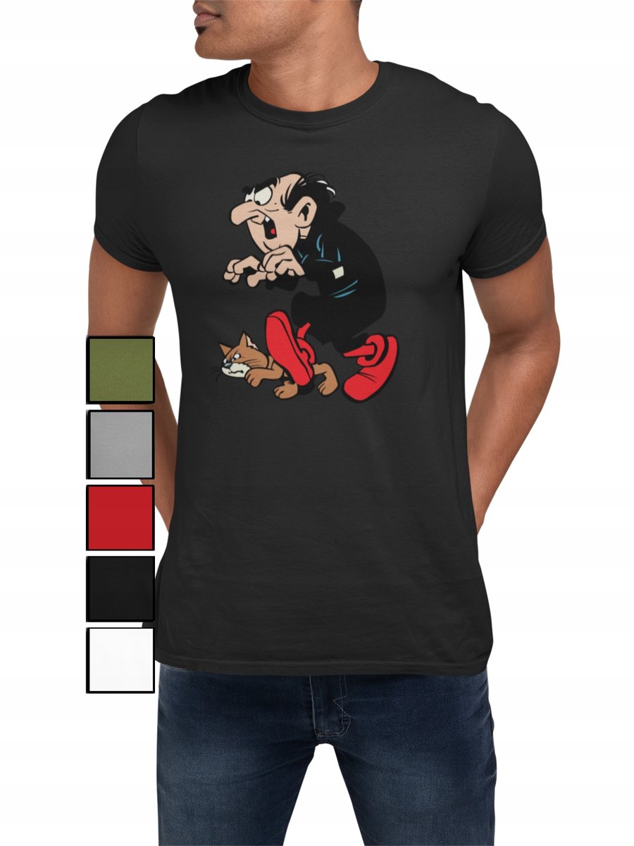 KOSZULKA T-SHIRT MĘSKA Z NADRUKIEM SMERF.Y GARGAMEL KLAKIER - L
