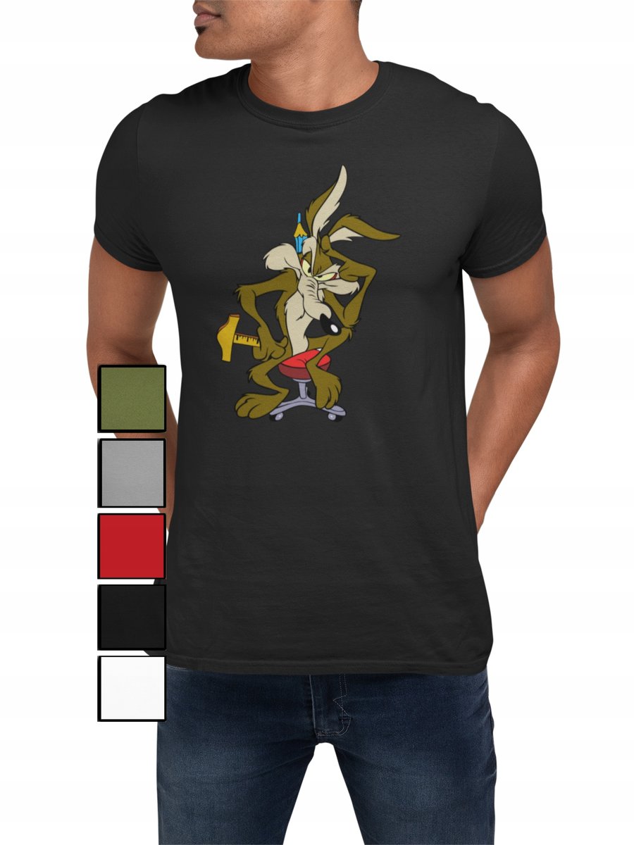 KOSZULKA T-SHIRT MĘSKA Z NADRUKIEM LOONEY TUNES STRUŚ KOJOT - M