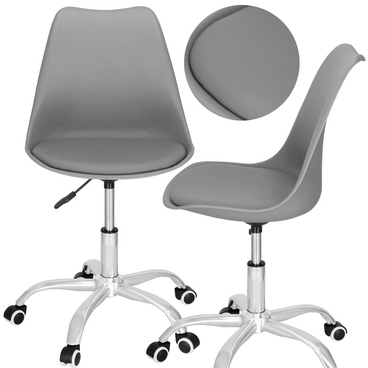 Krzesło obrotowe, biurowe regulowane, ergonomiczny fotel na kółkach do komputera szary
