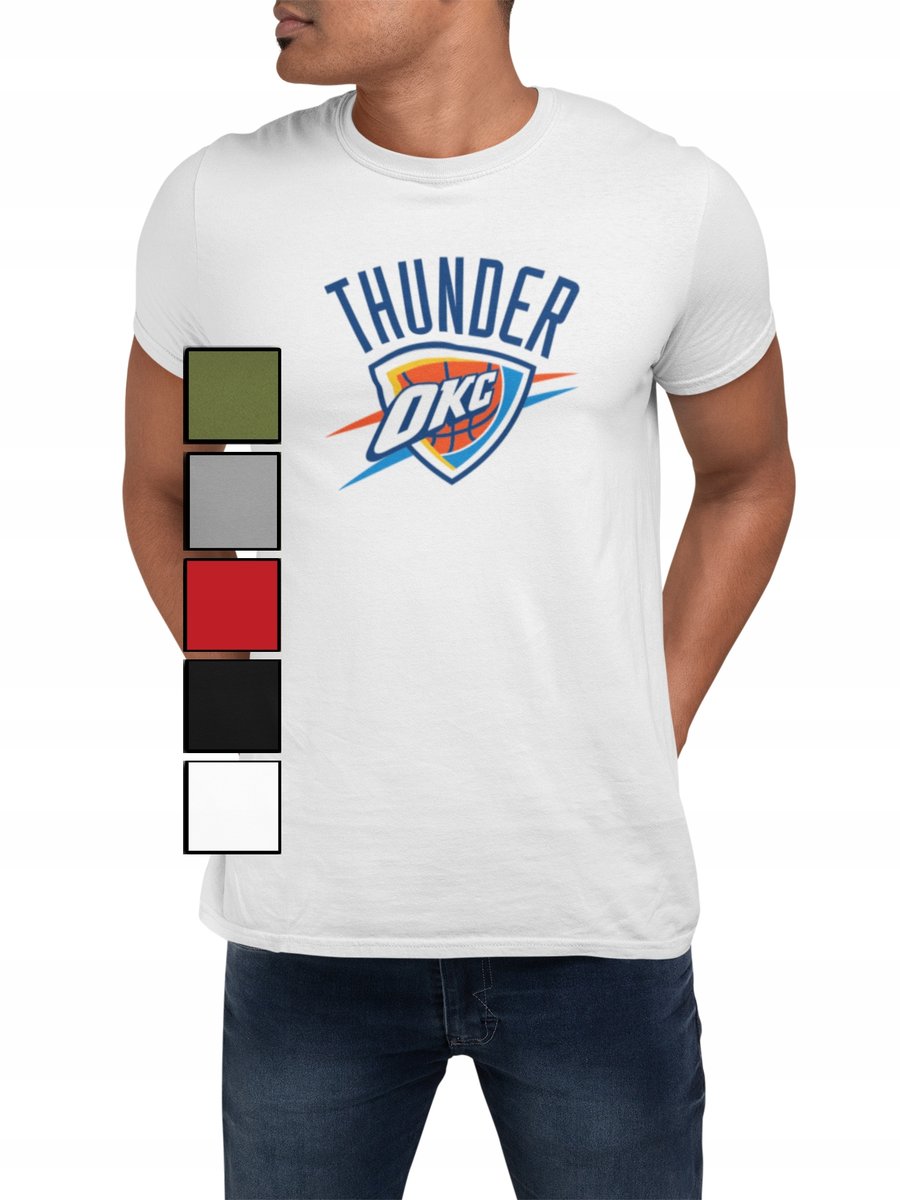 KOSZULKA MĘSKA Z NADRUKIEM DLA FANA NBA KOSZYKÓWKA THUNDER OKLAHOMA -M