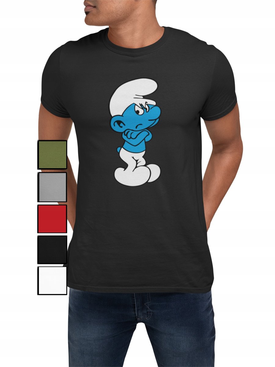 KOSZULKA T-SHIRT MĘSKA Z NADRUKIEM SMERFY MARUDA GARGAMEL - M