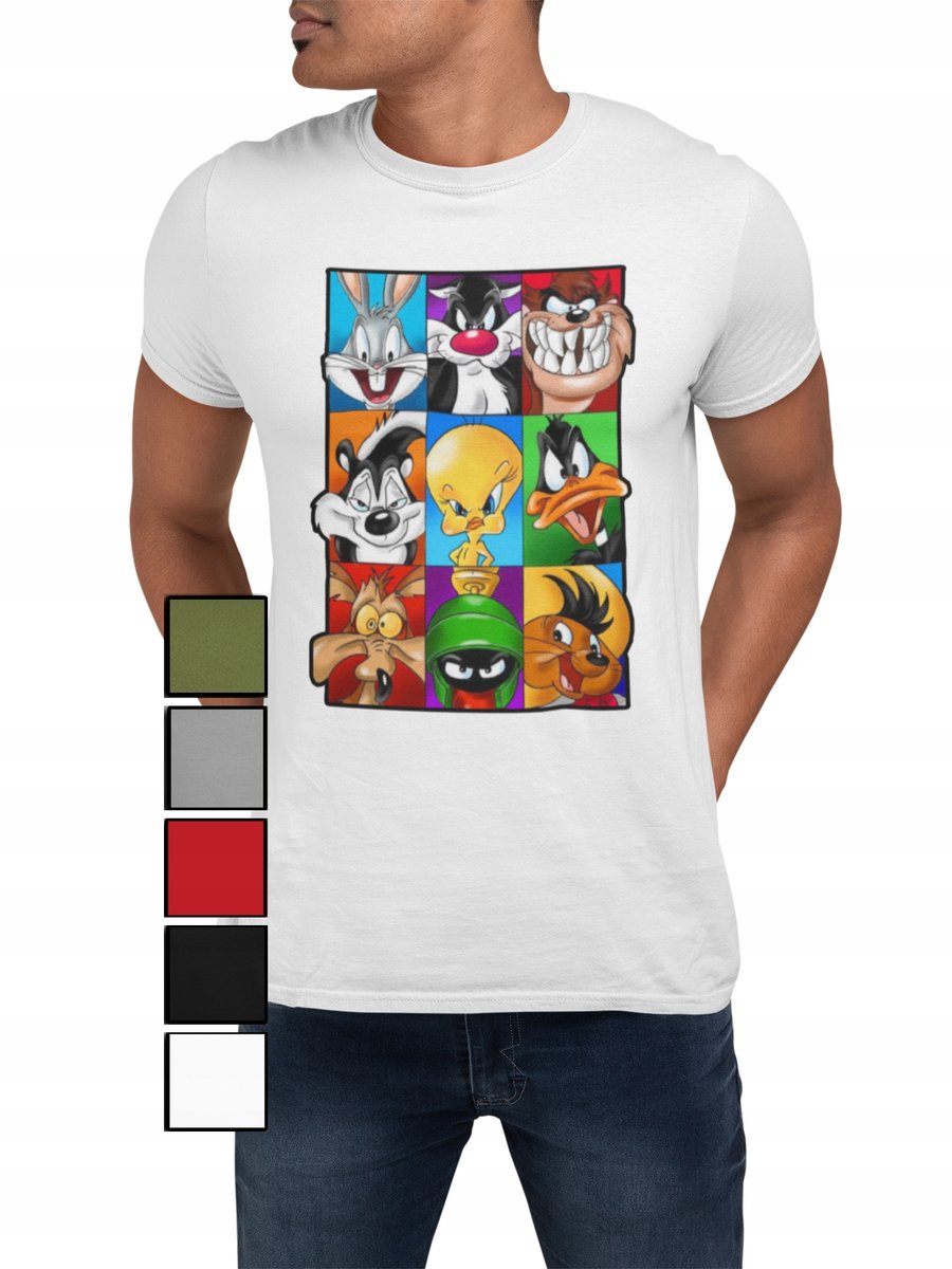 KOSZULKA T-SHIRT MĘSKA Z NADRUKIEM BOHATEROWIE LOONEY TUNES - S