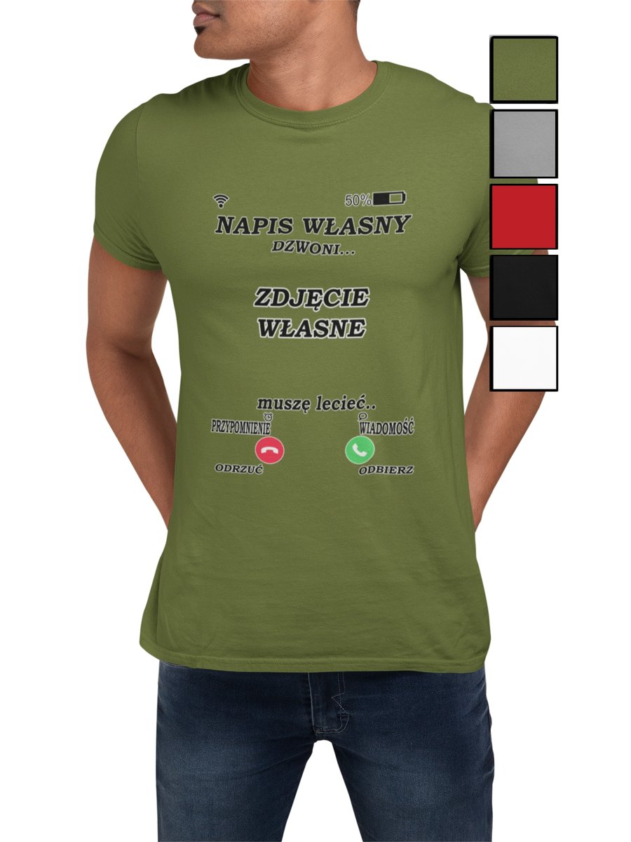 KOSZULKA T-SHIRT MĘSKA PREZENT DLA NIEGO WALENTYNKI NAPIS WŁASNY SMS - XL