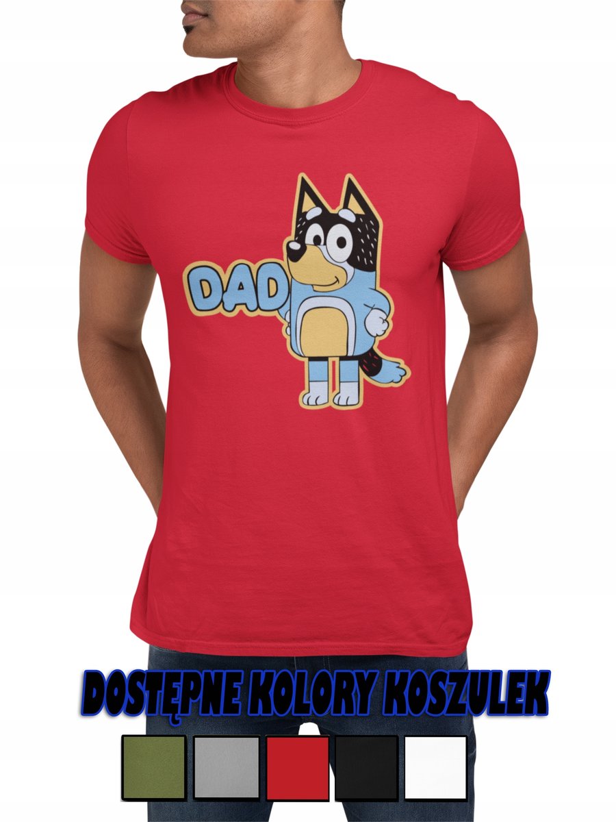 T-SHIRT KOSZULKA MĘSKA DZIEŃ TATY DLA TATY PIES PIESEK NIEBIESKI BLUE- S