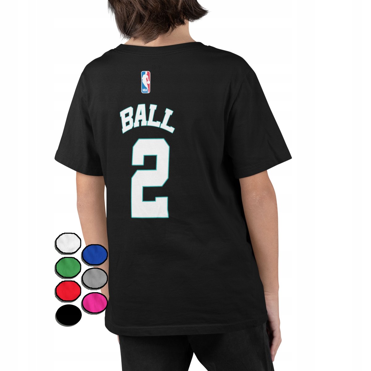 KOSZULKA T-SHIRT DZIECIĘCA Z NADRUKIEM NA PLECACH HORNETS BALL NBA- M 134