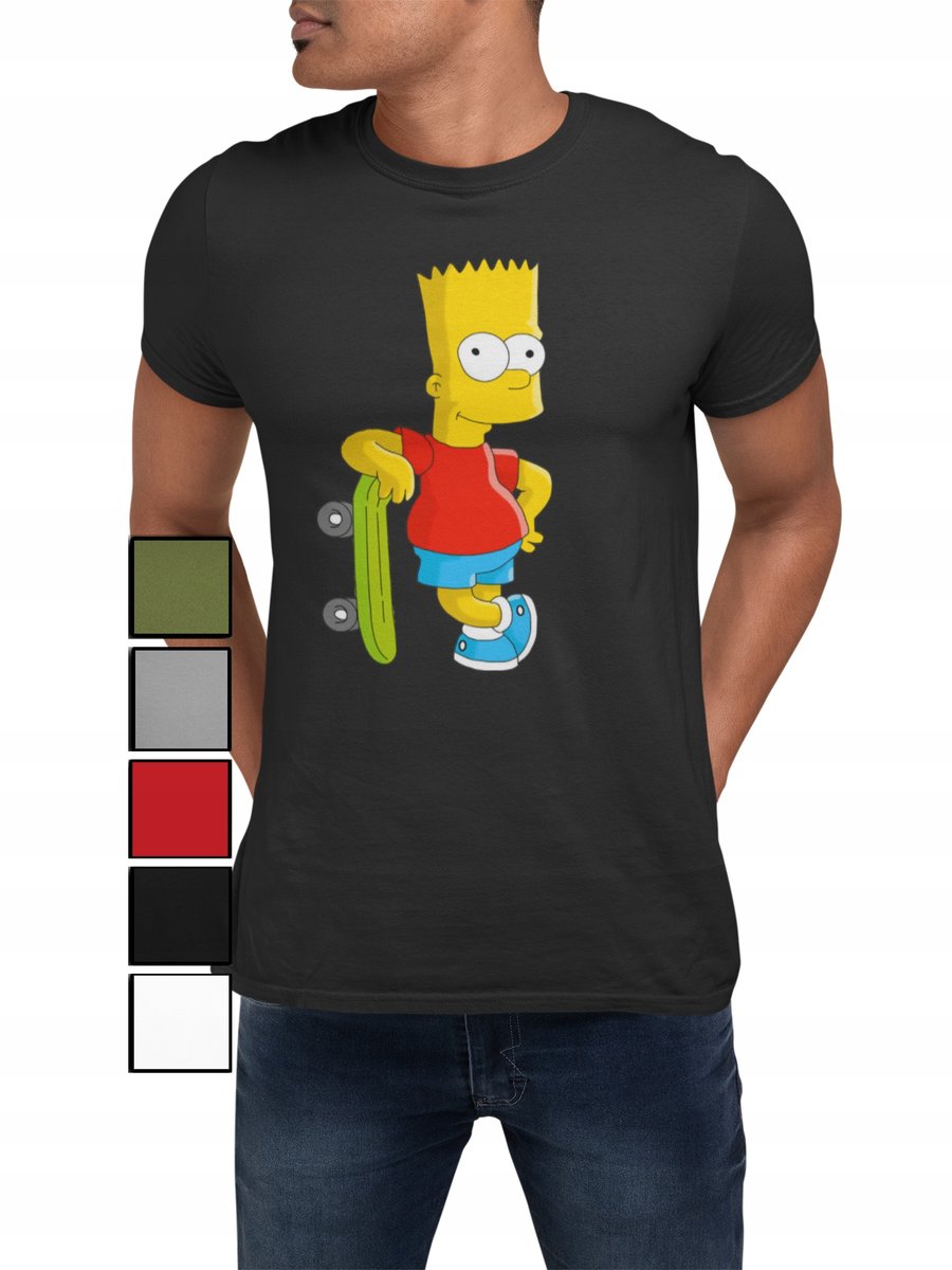KOSZULKA T-SHIRT MĘSKA Z NADRUKIEM SIMPSON BART NA PREZENT - L