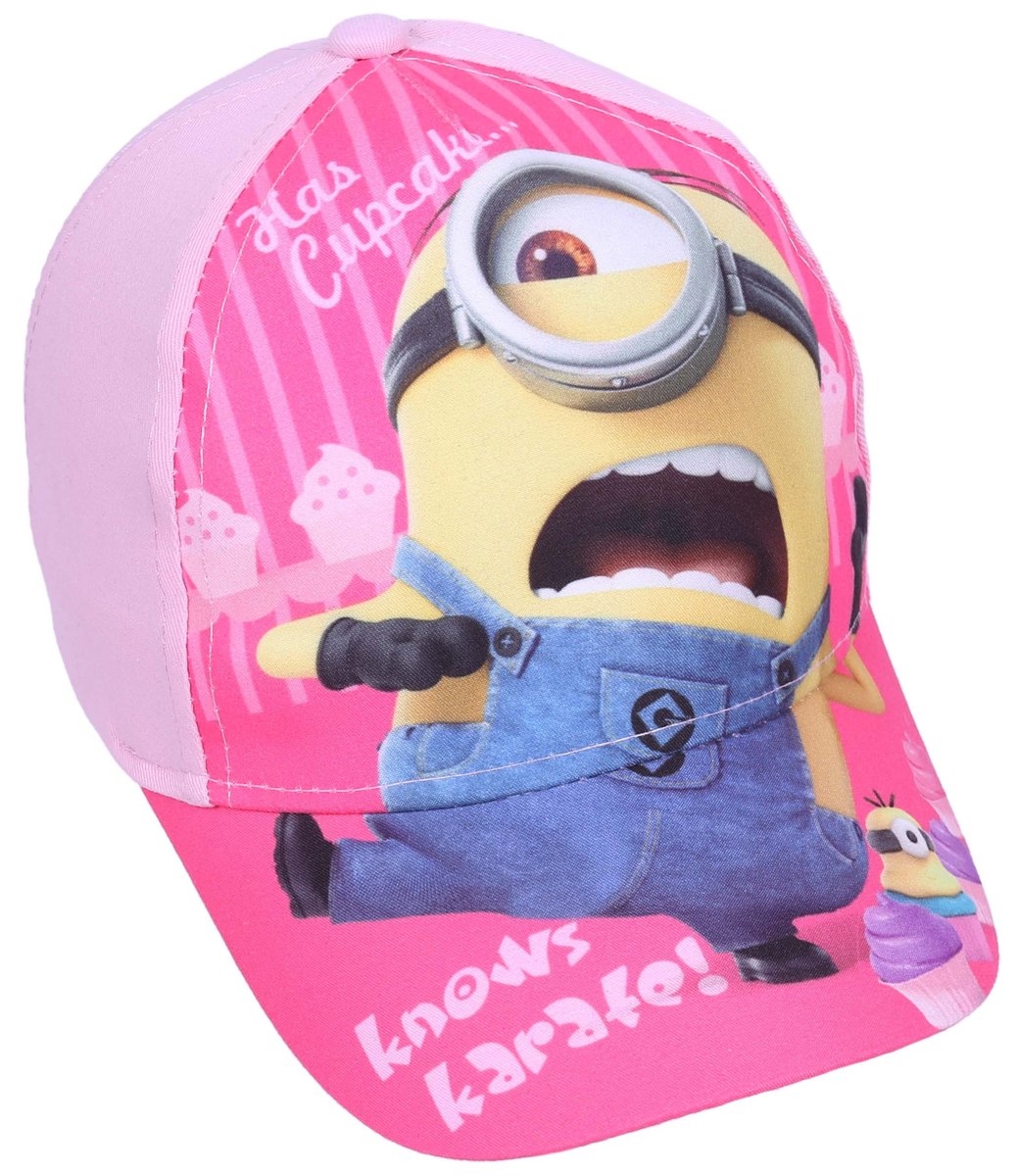 Różowa, dziewczęca czapka z daszkiem Minionki 52 cm