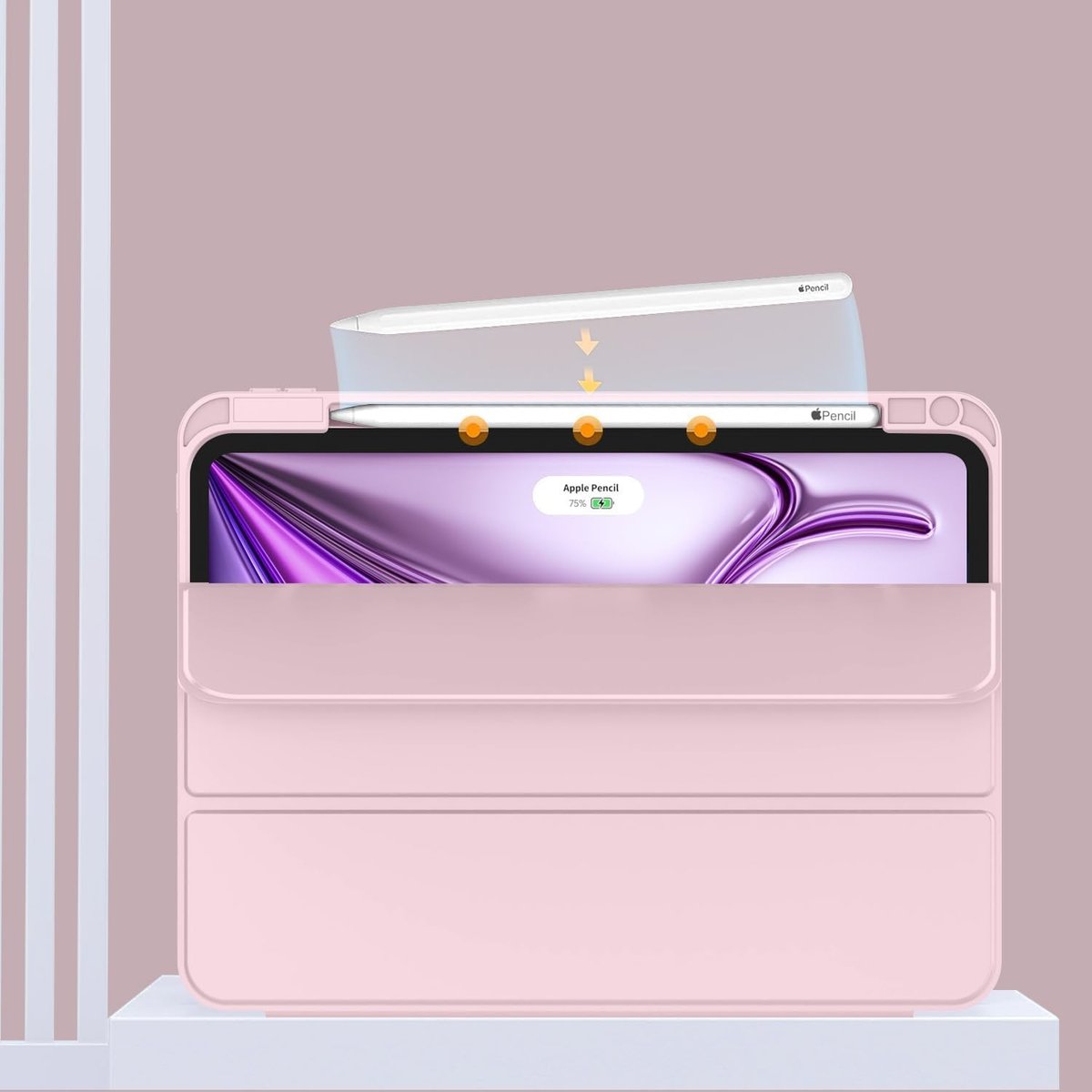 Etui D-Pro Smart Cover Case pokrowiec obudowa z klapką z uchwytem na rysiki  iPad Pro 13 M4 7 Gen. 2024 (Różowy)