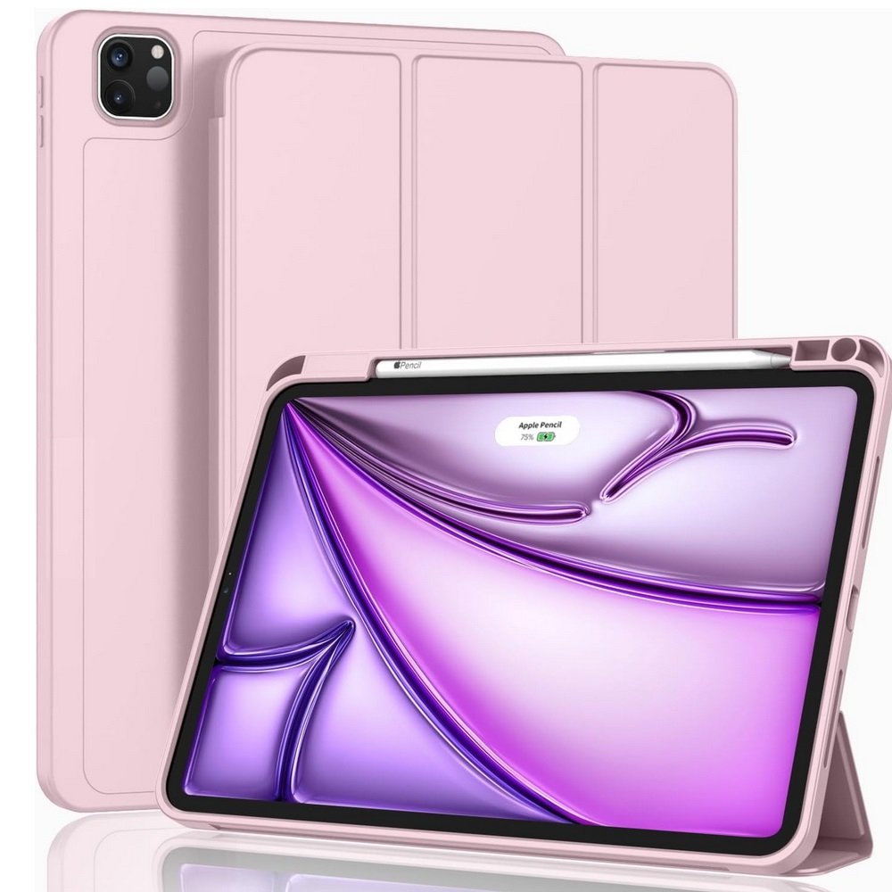 Etui D-Pro Smart Cover Case pokrowiec obudowa z klapką z uchwytem na rysiki iPad Air 13 M2 6 Gen. 2024 (Różowy)